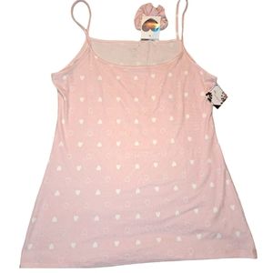 NEW This Weekend Pink Hearts Spaghetti Strap Tank With Scrunchie Plus Size 2x
